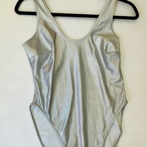 Metallic shiny gymnastic body suit festival size small